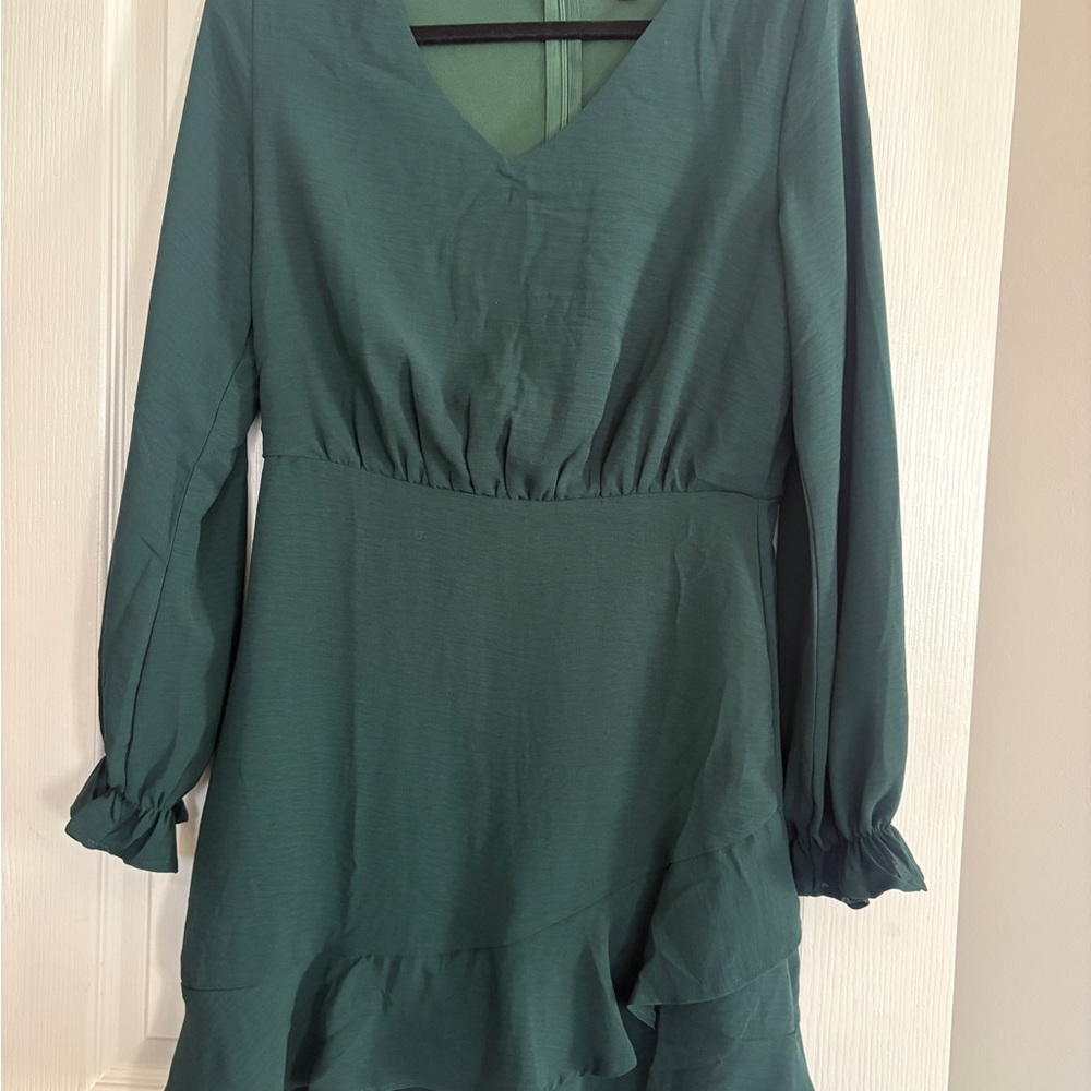 She + Sky Teal Long Sleeve Dress